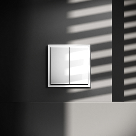 Проходной переключатель встраиваемый VOLTUM S70 двухклавишный (белый глянцевый) VLS020301