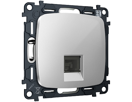 Комплект механизма компьютерной розетки RJ-45 (8P8C) CAT6A экранированной с защитной шторкой Omega MO412005