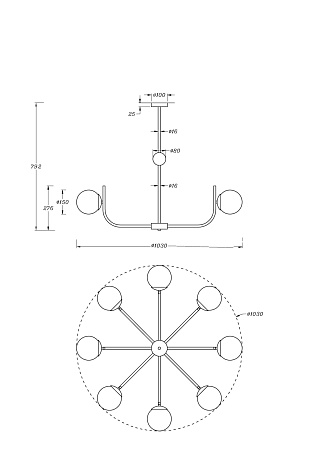 Люстра на штанге Maytoni Rendez-vous MOD109PL-08BS