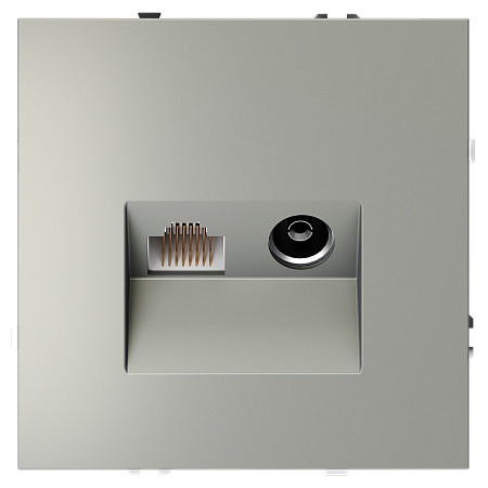 Розетка телевизионная встраиваемая TV+RJ45 кат. 6 Voltum S70 (сталь) VLS060705