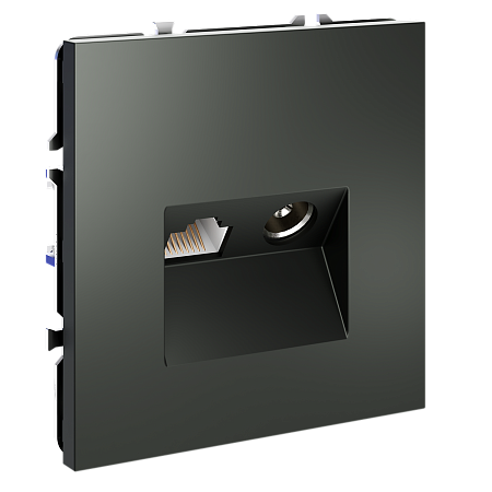 Розетка телевизионная встраиваемая TV+RJ45 кат. 6 Voltum S70 (титан) VLS060706