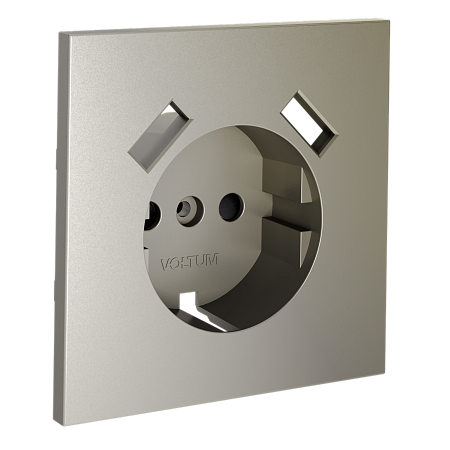 Накладка для розетки с заземлением и защитными шторками, с USB A+A Voltum S70 (шелк) VLS000904