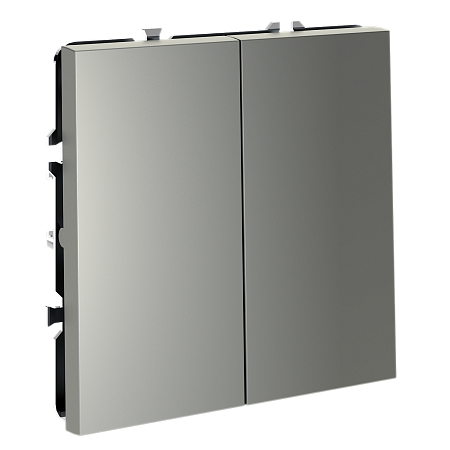 Выключатель двухклавишный перекрестный встраиваемый 10А Voltum S70 (сталь) VLS020505 Выключатель двухклавишный перекрестный встраиваемый 10А Voltum S70 (сталь) VLS020505