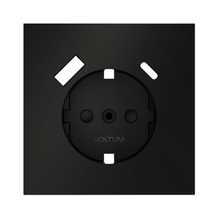 Накладка для розетки с заземлением и защитными шторками, с USB A+C Voltum S70 (черный матовый) VLS001008 Накладка для розетки с заземлением и защитными шторками, с USB A+C Voltum S70 (черный матовый) VLS001008