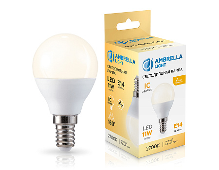 Лампа светодиодная 11W E14 2700K Ambrella light G45 451113