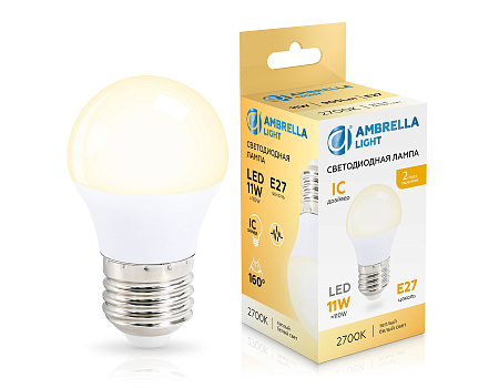 Лампа светодиодная G45 11W E27 2700K Ambrella light 451103
