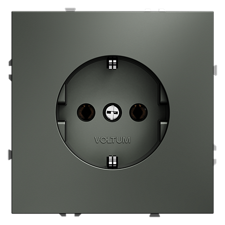 Розетка встраиваемая VOLTUM S70 с заземлением (титан) VLS040106