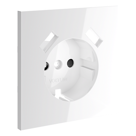 Накладка для розетки с заземлением и защитными шторками, с USB A+A Voltum S70 (белый глянцевый) VLS000901