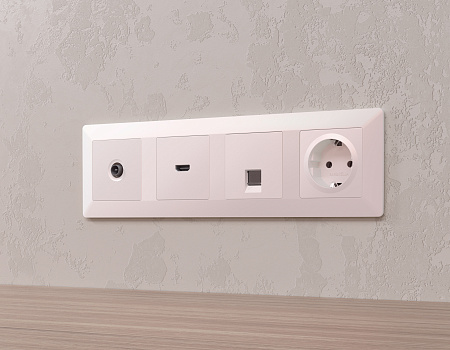 Комплект механизма компьютерной розетки RJ-45 (8P8C) CAT6A экранированной с автоматической защитной шторкой Ambrella Volt Alfa MA212005 Комплект механизма компьютерной розетки RJ-45 (8P8C) CAT6A экранированной с автоматической защитной шторкой Ambrella Volt Alfa MA212005