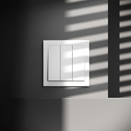 Выключатель встраиваемый VOLTUM S70 трехклавишный (белый матовый) VLS030102