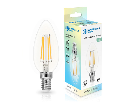 Лампа филаментная C35 15W E14 4000K Ambrella light 351514