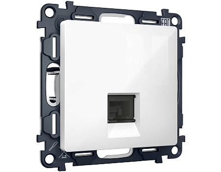 Комплект механизма компьютерной розетки RJ-45 (8P8C) CAT6A экранированной с автоматической защитной шторкой Ambrella Volt Alfa MA112005 Комплект механизма компьютерной розетки RJ-45 (8P8C) CAT6A экранированной с автоматической защитной шторкой Ambrella Volt Alfa MA112005