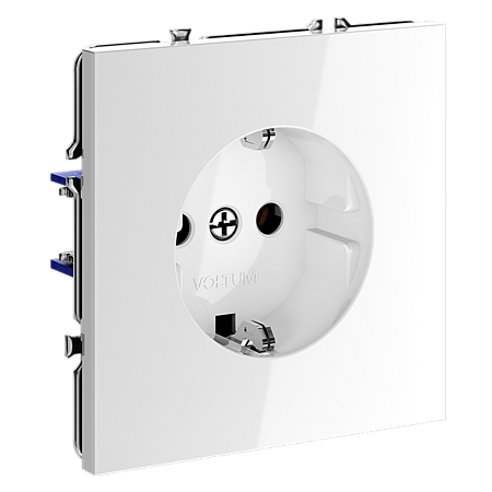 Розетка встраиваемая VOLTUM S70 с заземлением (белый глянцевый) VLS040101