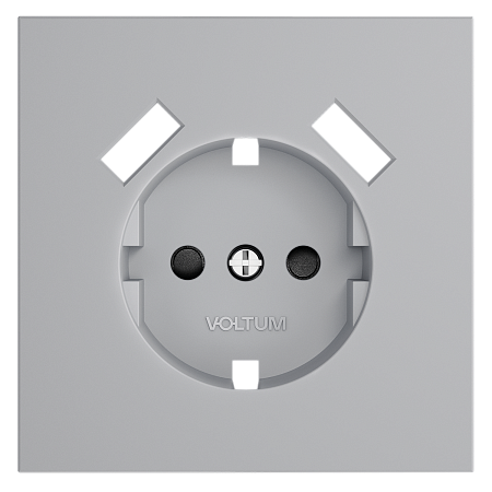 Накладка для розетки с заземлением и защитными шторками, с USB A+A Voltum S70 (серый) VLS000916