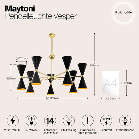 Люстра на штанге Maytoni Vesper MOD108PL-14GB