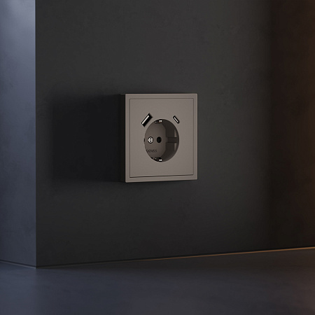 Накладка для розетки с заземлением и защитными шторками, с USB A+C Voltum S70 (капучино) VLS001014 Накладка для розетки с заземлением и защитными шторками, с USB A+C Voltum S70 (капучино) VLS001014