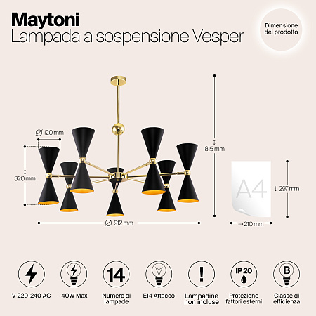 Люстра на штанге Maytoni Vesper MOD108PL-14GB