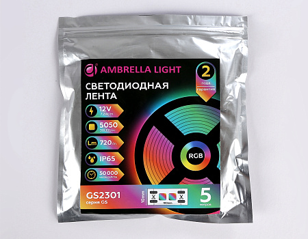 Светодиодная лента RGB GS2301 5050 30Led 7.2W 12V IP65 RGB GS GS2301