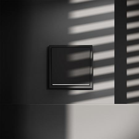 Проходной переключатель встраиваемый VOLTUM S70 одноклавишный с подсветкой (черный матовый) VLS010408