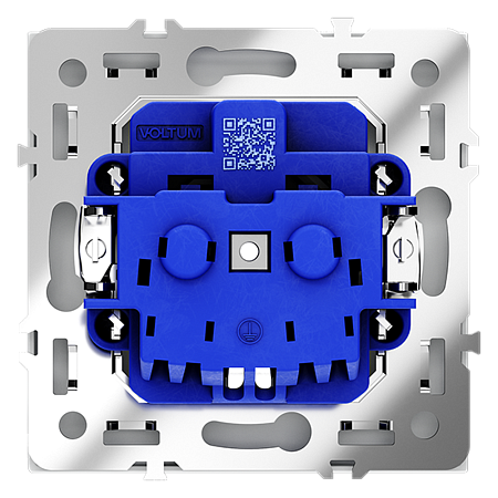 Розетка встраиваемая VOLTUM S70 с заземлением и защитными шторками, (белый матовый) VLS040202