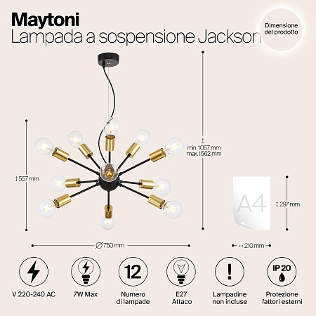 Люстра подвесная Maytoni Jackson T546PL-12B Люстра подвесная Maytoni Jackson T546PL-12B