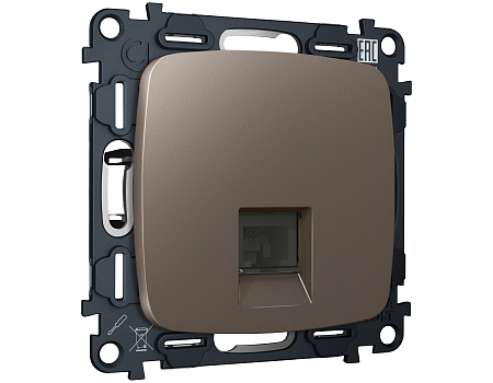 Комплект механизма компьютерной розетки RJ-45 (8P8C) CAT6A экранированной с защитной шторкой Omega MO642005