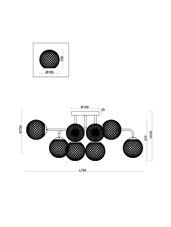 Люстра потолочная Freya Navel FR8016PL-08BBS