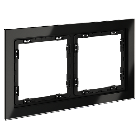Рамка стеклянная VOLTUM S70 на 2 поста, (черный,стекло) VLS110208