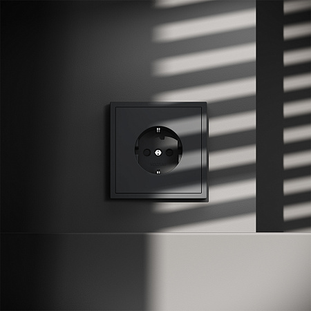 Розетка встраиваемая VOLTUM S70 с заземлением и защитными шторками, (графит) VLS040207
