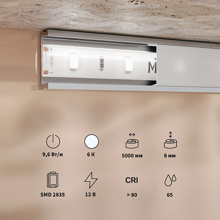 Светодиодная лента 9,6Вт/м 6000K IP65 12V Maytoni Base 201176 Светодиодная лента 9,6Вт/м 6000K IP65 12V Maytoni Base 201176