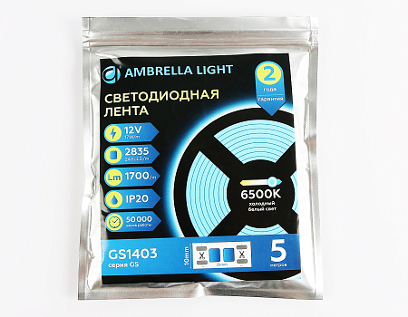 Светодиодная лента GS1403 2835 240Led 17W 12V IP20 6500K GS GS1403