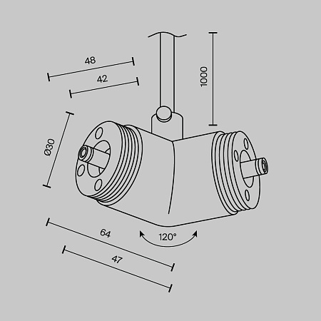 Угловой коннектор 120° для системы с вводом питания Maytoni Shelf CA018LWC-P-B