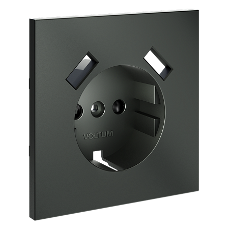 Накладка для розетки с заземлением и защитными шторками, с USB A+A Voltum S70 (титан) VLS000906