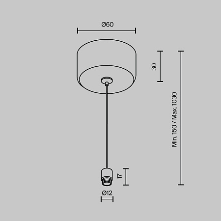 Тросовый подвес 1000мм с потолочной чашей для системы Maytoni Shelf CA029SW-L1000-B
