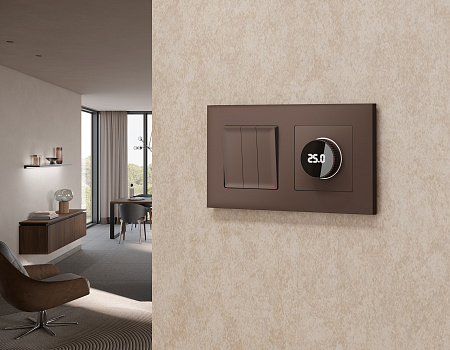 Комплект механизма терморегулятора с цифровым дисплеем с подсветкой и датчиком для теплого пола 16A-250V Ambrella Volt Alfa MA635810