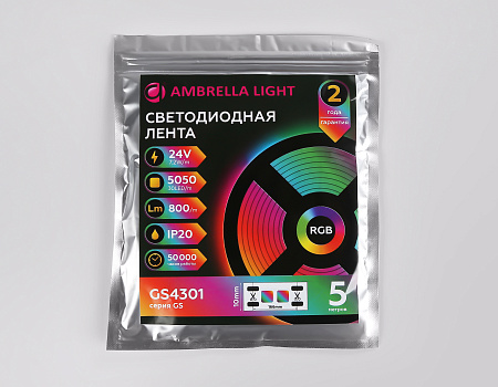 Светодиодная лента RGB GS4301 5050 30Led 7.2W 24V IP20 RGB GS GS4301