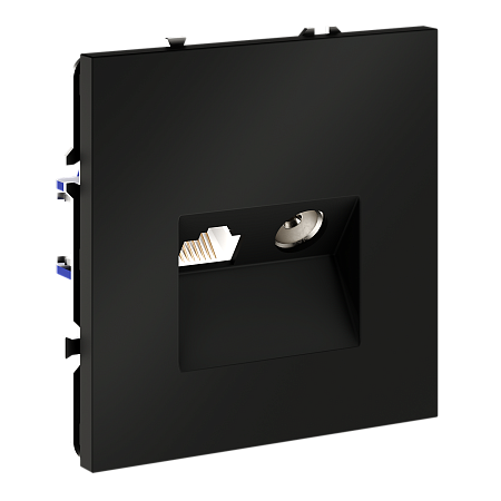 Розетка телевизионная встраиваемая TV+RJ45 кат. 6 Voltum S70 (черный матовый) VLS060708