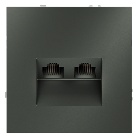 Розетка компьютерная встраиваемая VOLTUM S70 двойная RJ45+RJ45 кат.6, (титан) VLS060206