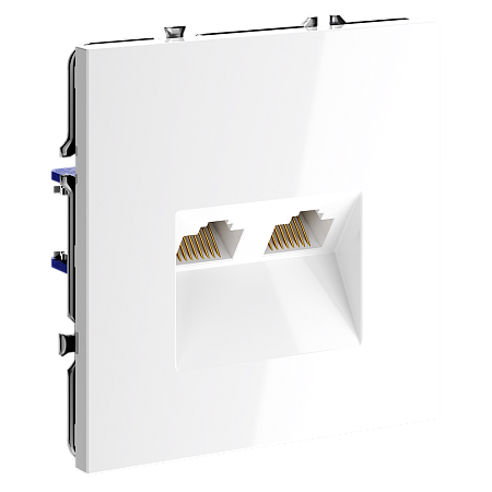 Розетка компьютерная встраиваемая VOLTUM S70 двойная RJ45+RJ45 кат.6, (белый глянцевый) VLS060201 Розетка компьютерная встраиваемая VOLTUM S70 двойная RJ45+RJ45 кат.6, (белый глянцевый) VLS060201