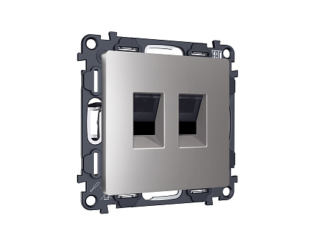 Комплект механизма компьютерной двойной розетки RJ-45 (8P8C) CAT6 с автоматической защитной шторкой Ambrella Volt Alfa MA512110 Комплект механизма компьютерной двойной розетки RJ-45 (8P8C) CAT6 с автоматической защитной шторкой Ambrella Volt Alfa MA512110