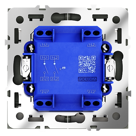 Выключатель встраиваемый VOLTUM S70 двухклавишный с подсветкой (черный матовый) VLS020208