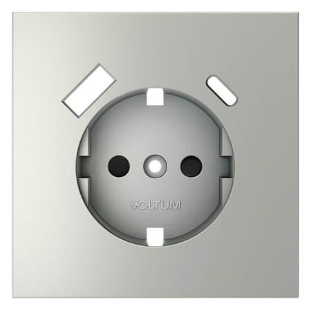 Накладка для розетки с заземлением и защитными шторками, с USB A+C Voltum S70 (сталь) VLS001005