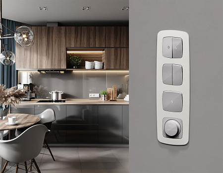 Комплект механизма 2-клавишного перекрестного выключателя 10A Omega MO403030