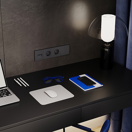 Выключатель встраиваемый VOLTUM S70 двухклавишный (графит) VLS020107 Выключатель встраиваемый VOLTUM S70 двухклавишный (графит) VLS020107