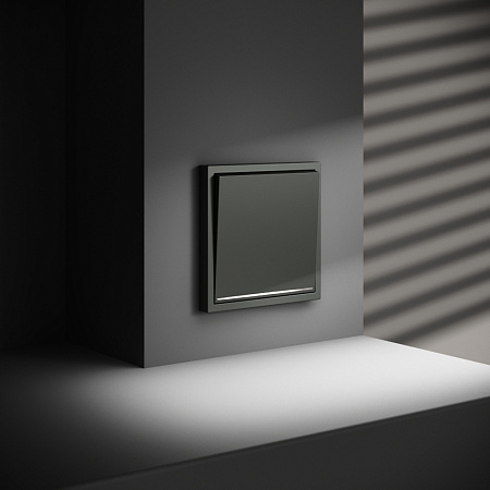 Выключатель встраиваемый VOLTUM S70 одноклавишный с подсветкой (титан) VLS010206