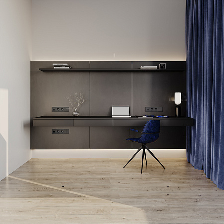 Розетка встраиваемая VOLTUM S70 с заземлением и защитными шторками, (графит) VLS040207