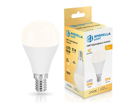 Лампа светодиодная 13W E14 2700K Ambrella light G45 451313
