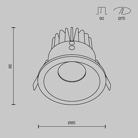 Светильник встраиваемый светодиодный Maytoni Zoom DL034-01-12W2.7K-W