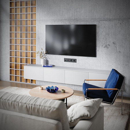 Розетка телевизионная встраиваемая TV+RJ45 кат. 6 Voltum S70 (черный матовый) VLS060708