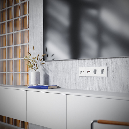 Розетка телевизионная встраиваемая TV+RJ45 кат. 6 Voltum S70 (белый матовый) VLS060702